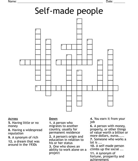 self-made person crossword clue